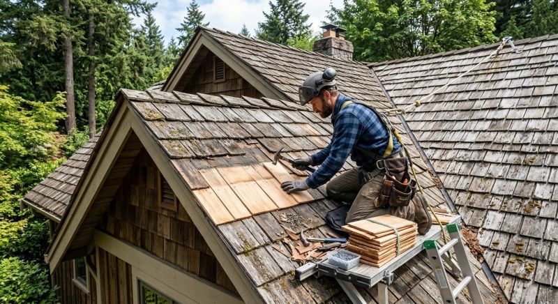 Cedar Shake Roof Repair in Elbert, CO